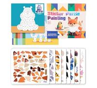 Puzzle autoadesivi, libro di puzzle adesivo per animali 3D Kit attività creativa - apprendimento animale cervello di viaggio asilo