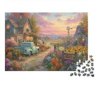 Puzzle Autumn Farm Road with Vintage Truck 1000 Pezzi Per Adulti Scenery - Sfidanti, Rilassamento E Gioco Familiare Per Ideale, Decorazione E Regalo 38x26cm/1000pcs
