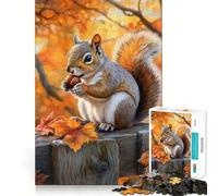 Puzzle autunnale con scoiattolo che mangia una noce, per adulti, 1000 pezzi, gioco intelligente, antistress, da assemblare, regalo speciale 38x52cm