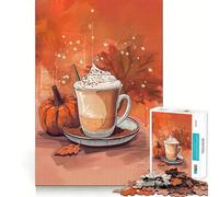 Puzzle autunnale con zucca, caffè e amore, 1000 pezzi, gioco di abilità mentale, rilassante, taglio di precisione, pezzo da collezione (38x52cm)