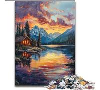 Puzzle autunnale da 1000 pezzi con casetta in legno per adulti e ragazzi, stimola l'intelligenza cerebrale, giocattoli avvincenti per la decorazione della casa (50x75cm)