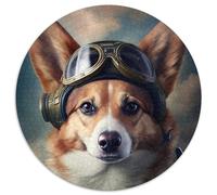 Puzzle Aviator Corgi da 1000 pezzi, puzzle rotondo da 1000 pezzi, ideale come decorazione fai da te e come regalo rompicapo (dimensioni 67,5x67,5 cm)