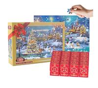 Puzzle Avvento | Calendario Giocattolo Con 1008 Pezzi - 24 Giorni Conto Alla Rovescia Scena Innevata Puzzle Di Natale,Per Feste Di Compleanno Giornata Dei Bambini Raduni Familiari Giochi In Casa