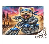 Puzzle Avventura del Cane Motociclista per Adulti e Ragazzi - Cane Motociclista su Minimoto Gioco Educativo per Decorazione Murale e Regali 38x26cm