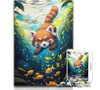 Puzzle avventura subacquea del panda rosso per adolescenti, 1000 pezzi, risoluzione dei problemi, divertimento educativo, meravigliosa opzione regalo premurosa, dimensioni 38x26cm
