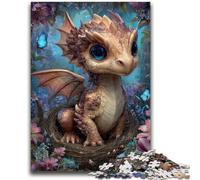 Puzzle Baby Dragon per adulti, puzzle da 1000 pezzi, arte interessante, riduzione dello stress, lista dei desideri con Babbo Natale per età 14 anni, 50x75cm