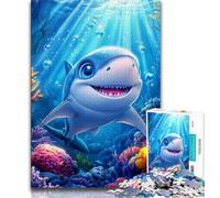 Puzzle Baby Shark per adolescenti, difficili da completare ma divertenti e umoristici, con poster abbinato e foglio di quiz (38x26cm)