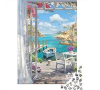Puzzle Balcone Marittimo, Vista Porto Mediterraneo, 1000 Pezzi Carta Riciclata per Adulti e Oltre i 12 Anni, Estremamente Difficile e Stimolante 38x26cm/1000pcs