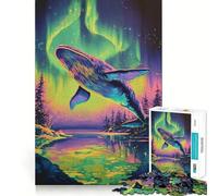 Puzzle Balena Aurora Boreale per adulti,1000 pezzi,gioco di concentrazione,taglio di precisione,bordi lisci,divertente sfida per i momenti di attesa (38x26cm)
