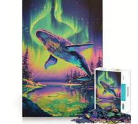 Puzzle Balena Aurora Boreale per adulti,1000 pezzi,gioco di memoria,montaggio sicuro e stabile,gioco significativo per costruire connessioni (50x75cm)