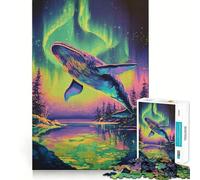 Puzzle "Balena Aurora Boreale" per ragazzi,1000 pezzi,stimolante per la mente,divertente,con componenti robusti e ben definiti,un'attività di gruppo emozionante (38x52cm)