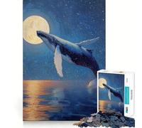 Puzzle "Balena che emerge al chiaro di luna" 1000 pezzi Gioco di concentrazione mentale Taglio di precisione Bordi lisci Gioco significativo per costruire connessioni (50x75cm)