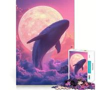 Puzzle "Balena che galleggia in un cielo rosa" da 1000 pezzi,gioco di costruzione Focus,incastro perfetto,attività gratificante per le giornate di pioggia (50x75cm)
