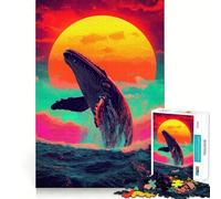 Puzzle "Balena che salta al tramonto" da 1000 pezzi,gioco di costruzione che mette alla prova la concentrazione,montaggio sicuro e stabile,divertimento in casa durante le vacanze (38x52cm)