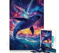Puzzle "Balena che salta nello spazio" da 1000 pezzi,gioco creativo per lo sviluppo delle capacità cognitive,componenti robusti e ben definiti,ideale da portare in viaggio,gioco per allenare la mente