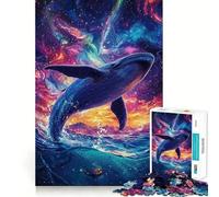 Puzzle "Balena che salta nello spazio" da 1000 pezzi,gioco di memoria,divertente,con bordi lisci e incastro perfetto,un modo divertente per riempire le ore vuote (50x75cm)