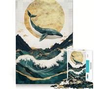 Puzzle "Balena che salta sulle onde" per adolescenti,1000 pezzi,gioco di memoria,incastro perfetto,nessun pezzo si stacca,ideale da portare in viaggio,gioco per allenare la mente,regalo (38x26cm)