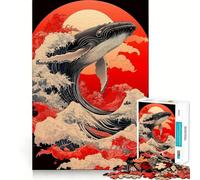 Puzzle Balena e Sole Rosso,1000 pezzi,gioco per lo sviluppo delle capacità cognitive,superficie liscia e priva di sbavature,rilassante attività di gruppo al chiuso (38x26cm)