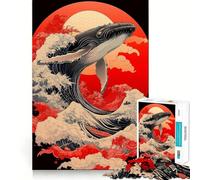 Puzzle Balena e Sole Rosso da 1000 pezzi per adolescenti,stimola la mente,divertente,senza spazi vuoti,incastro perfetto,piacevole svago per interni (50x75cm)