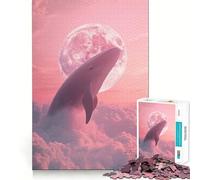 Puzzle "Balena nel cielo rosa" per ragazzi,1000 pezzi,gioco di memoria divertente,superficie liscia e senza sbavature,regalo di compleanno,rompicapo (50x75cm)