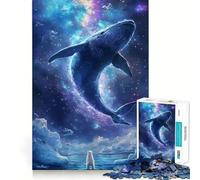 Puzzle "Balena nello spazio con orso polare" da 1000 pezzi,gioco di memoria,taglio di alta precisione,sfida interattiva per il cervello per la casa (38x26cm)