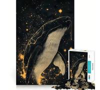 Puzzle "Balena nello spazio" da 1000 pezzi per ragazzi,divertente gioco di memoria,facile da realizzare,senza cuciture,rilassante,per attività di gruppo al chiuso (50x75cm)