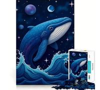 Puzzle "Balena nello spazio" per ragazzi,1000 pezzi,gioco di memoria divertente,superficie liscia e senza sbavature,regalo di compleanno,rompicapo (38x52cm)