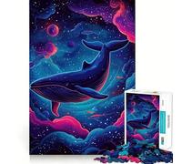 Puzzle "Balena nello spazio" per ragazzi,1000 pezzi,gioco di memoria divertente,superficie liscia e senza sbavature,regalo di compleanno,rompicapo (50x75cm)