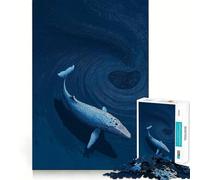 Puzzle "Balena nell'oceano blu profondo" per ragazzi,1000 pezzi,stimolante per la mente,divertente,con componenti robusti e ben definiti,un'attività di gruppo emozionante (50x75cm)