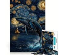 Puzzle "Balena sotto una notte stellata" da 1000 pezzi,ideale per stimolare la concentrazione,con taglio laser per un incastro perfetto e un'attività divertente per i propri cari (38x26cm)