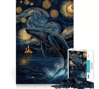 Puzzle "Balena sotto una notte stellata" per ragazzi,1000 pezzi,divertente gioco di memoria,superficie liscia e senza sbavature,regalo di compleanno,rompicapo (50x75cm)