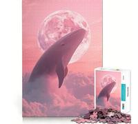 Puzzle "Balena tra le nuvole rosa con luna" per ragazzi,1000 pezzi,gioco stimolante per la mente,montaggio sicuro e attività di gruppo per i propri cari (38x26cm)