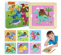Puzzle Bambini 3 4 5 6 7 Anni, 3 Pezzi Puzzle in Legno per Bambini, 6 Motivi Su Entrambi I Lati, Colori Vivaci, Motivi Chiari, Giocattoli Educativi, Adatti Come Regali per La Famiglia O Sulla Strada