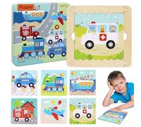 Puzzle Bambini 3 4 5 6 7 Anni, 3 Pezzi Puzzle in Legno per Bambini, 6 Motivi Su Entrambi I Lati, Colori Vivaci, Motivi Chiari, Giocattoli Educativi, Adatti Come Regali per La Famiglia O Sulla Strada