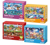 Puzzle Bambini 4 5 6 Anni - Puzzle 100 Pezzi Educativo | 4x100 Pezzi Puzzle per Bambini - Cerca e Trova Animali di Città Fattoria Polo e Giungla - Puzzle per Giochi Bambini 5 8 Anni