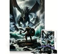 Puzzle Barbaro contro Drago da 1000 pezzi per adulti, per esercitarsi nella logica, per un relax lento, con bordi netti e un regalo significativo (38x52cm)