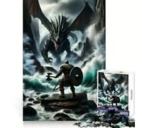 Puzzle Barbaro contro Drago per adulti, 1000 pezzi, stimolante per la mente, ideale per un gioco rilassante, perfetto come regalo di Natale (50x75cm)