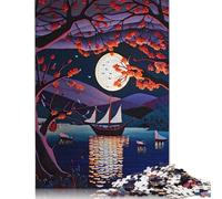 Puzzle Barca al Chiaro di Luna, Puzzle Colorati e Fantastici per Bambini dai 12 Anni in su, 1000 Pezzi (75x50cm)