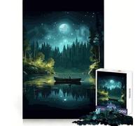 Puzzle "Barca nella notte" da 1000 pezzi per ragazzi, ideale per sviluppare la memoria, per momenti di relax, con bordi netti e come regalo (38x26cm)