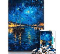 Puzzle "Barca sotto il cielo notturno" per adolescenti, 1000 pezzi, giochi educativi, decorazioni per la casa, ideali come regalo per tutta la famiglia, 50x75cm
