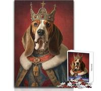 Puzzle Basset Hound The King 1000 pezzi, gioco divertente per lo sviluppo cognitivo, regalo speciale per una celebrazione premurosa, dimensioni 38x26cm