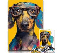Puzzle Bassotto con gli occhiali, 1000 pezzi, per adolescenti, ideale come regalo per tutta la famiglia, adatto per bambini di età compresa tra 26x38cm e 14 anni