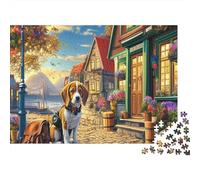 Puzzle Beagle 1000 Pezzi Cartone Spesso Passeggiata Beagle Recinto & Montagna Impossibile Difficile Regalo 70x50cm