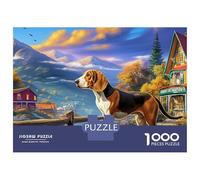 Puzzle Beagle da 1000 pezzi, carta di alta qualità, educativo e stimolante, adatto per adulti e adolescenti, puzzle Quiet Village Path, regalo e giocattolo per feste, 70x50 cm/1000 pezzi