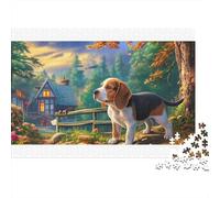 Puzzle Beagle in cartone riciclato al 100%, salto a metà strada, 1000 pezzi, per adulti, splendidamente illustrato, rompicapo, 52x38 cm/1000 pezzi
