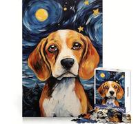 Puzzle Beagle Notte Stellata da 1000 pezzi per ragazzi, sfida intelligente, piacevole momento di relax, lucchetto di sicurezza, (38x26cm)