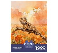 Puzzle Bearded Dragon 1000 Pezzi Per Bambini E Adulti, Puzzles Con Orange Sea of Flowers, Gioco Educativo, Idea Regalo 70x50cm/1000pcs