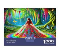 Puzzle Bellezza in Abito 1000 Pezzi Carta Riciclata Abito Arcobaleno in Foresta Magica per Adulti Gioco Educativo Sfida Regalo Divertente Attività Casa 70x50cm