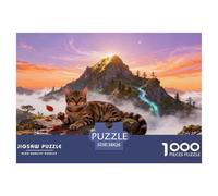 Puzzle Bengal Cat 1000 Pezzi Per Adulti, Allena La Concentrazione E La Pazienza Puzzles Con Mountain Top Cliff, Idea Regalo 38x26cm/1000pcs