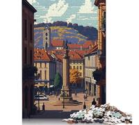 Puzzle Besançon Pixel Art da 1000 pezzi, puzzle quadrato per adulti e bambini, gioco di puzzle in legno 38x26 cm/1000 pezzi